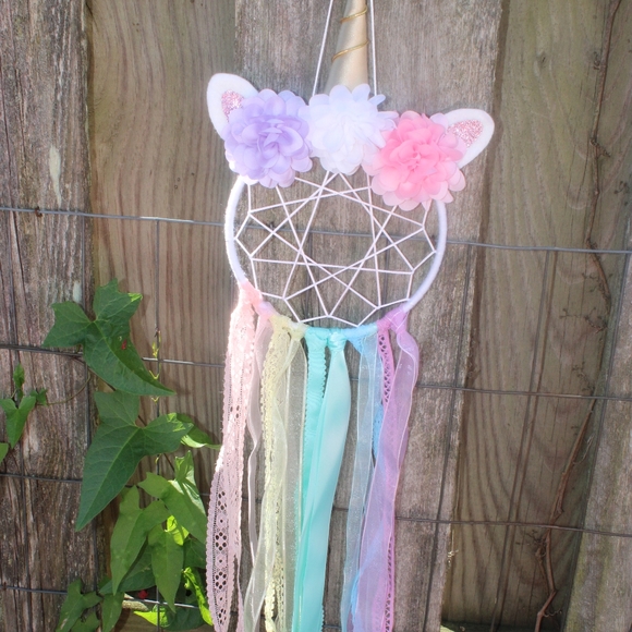 Unicorn Pastel Rainbow Dream Catcher, bow holder - Picture 3 of 4